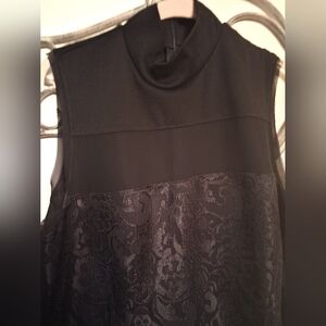 Simply Vera Wang Black Sleeveless Mock Neck Sheer Dress
